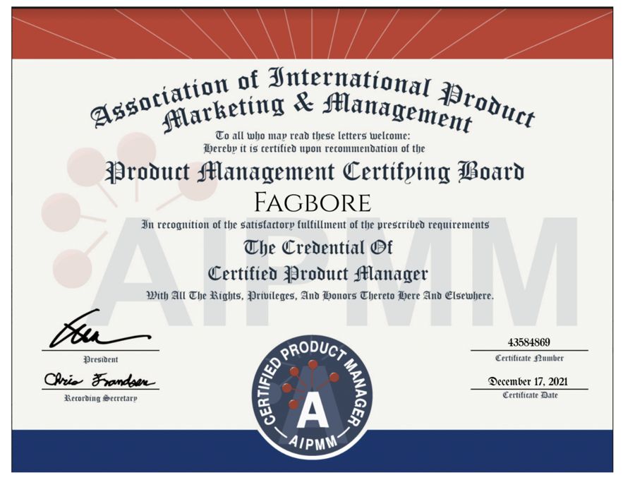 AIPMM certificate
