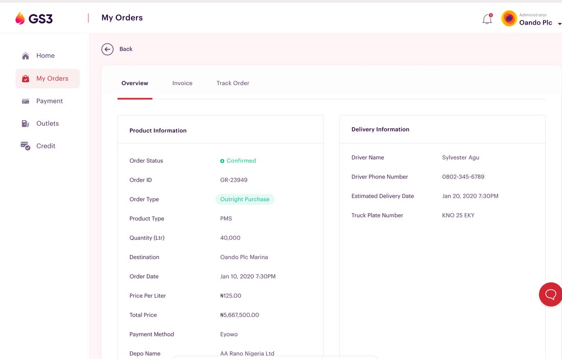 GSK Admin, fuel ordering platform