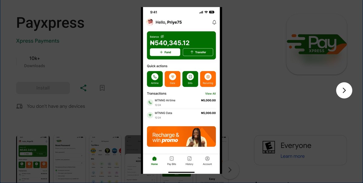 Payxpress, airtime, data and bills payment app